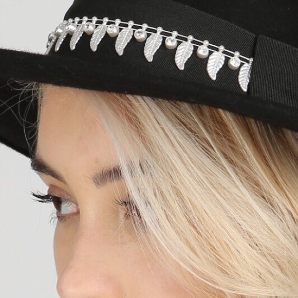 🍁POL Leaf Detail Wide Brim Fedora Hat - Picture 5 of 6